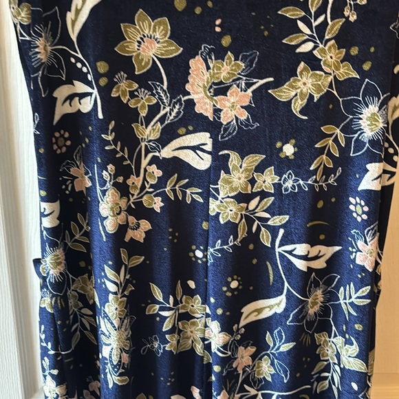 Earthbound Blue Floral Sleeveless Velvet Wide Leg Stretch Jumpsuit Pockets M/L - Picture 11 of 12